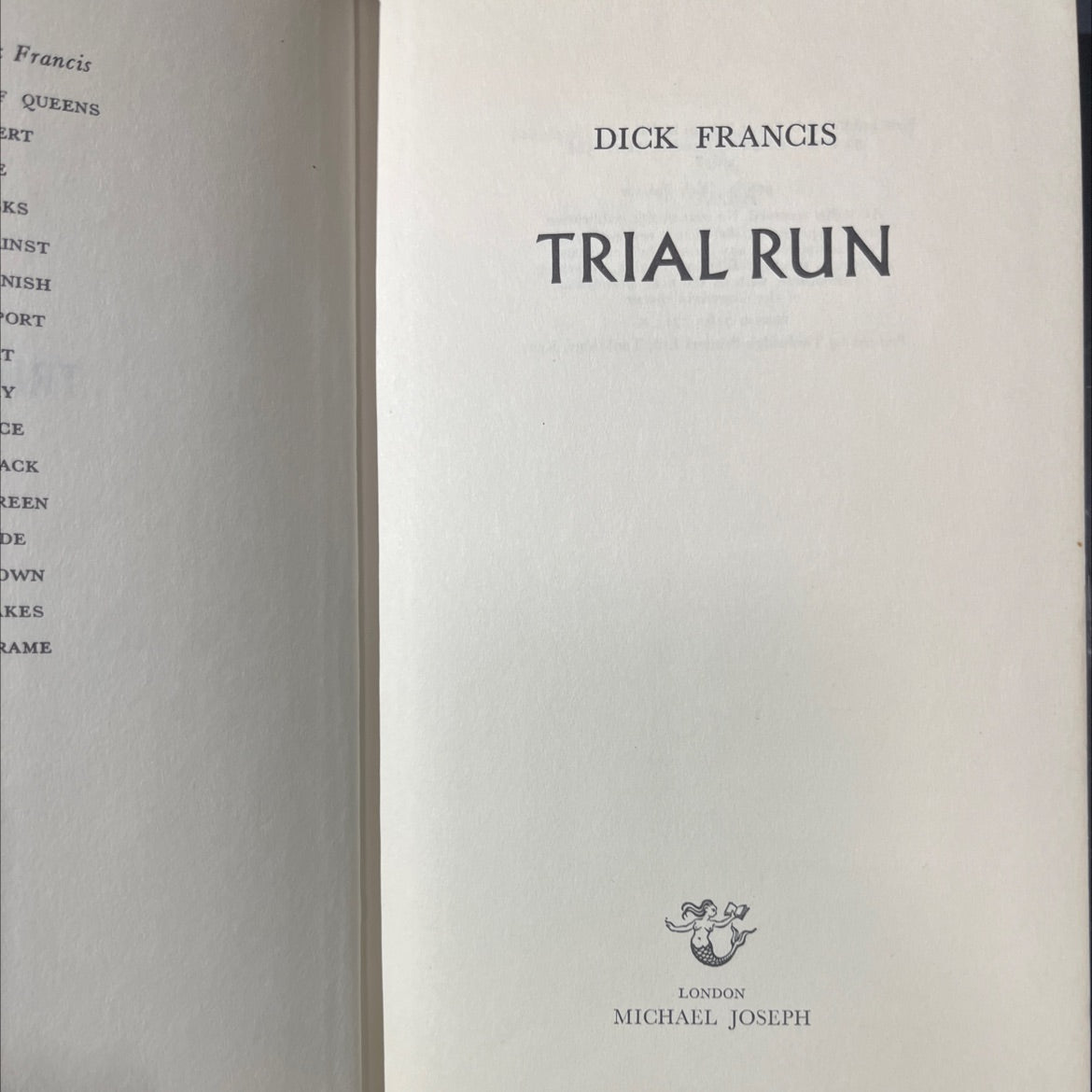 trial run book, by dick francis, 1978 Hardcover image 2