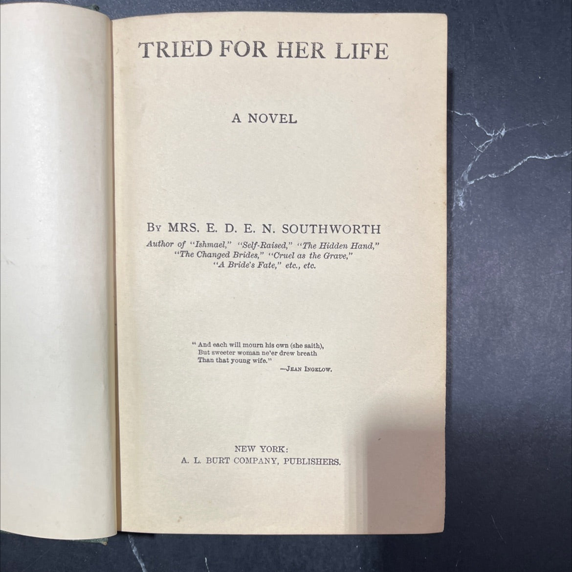 tried for her life a novel book, by mrs. e. d. e. n. southworth, 1970 Hardcover image 3