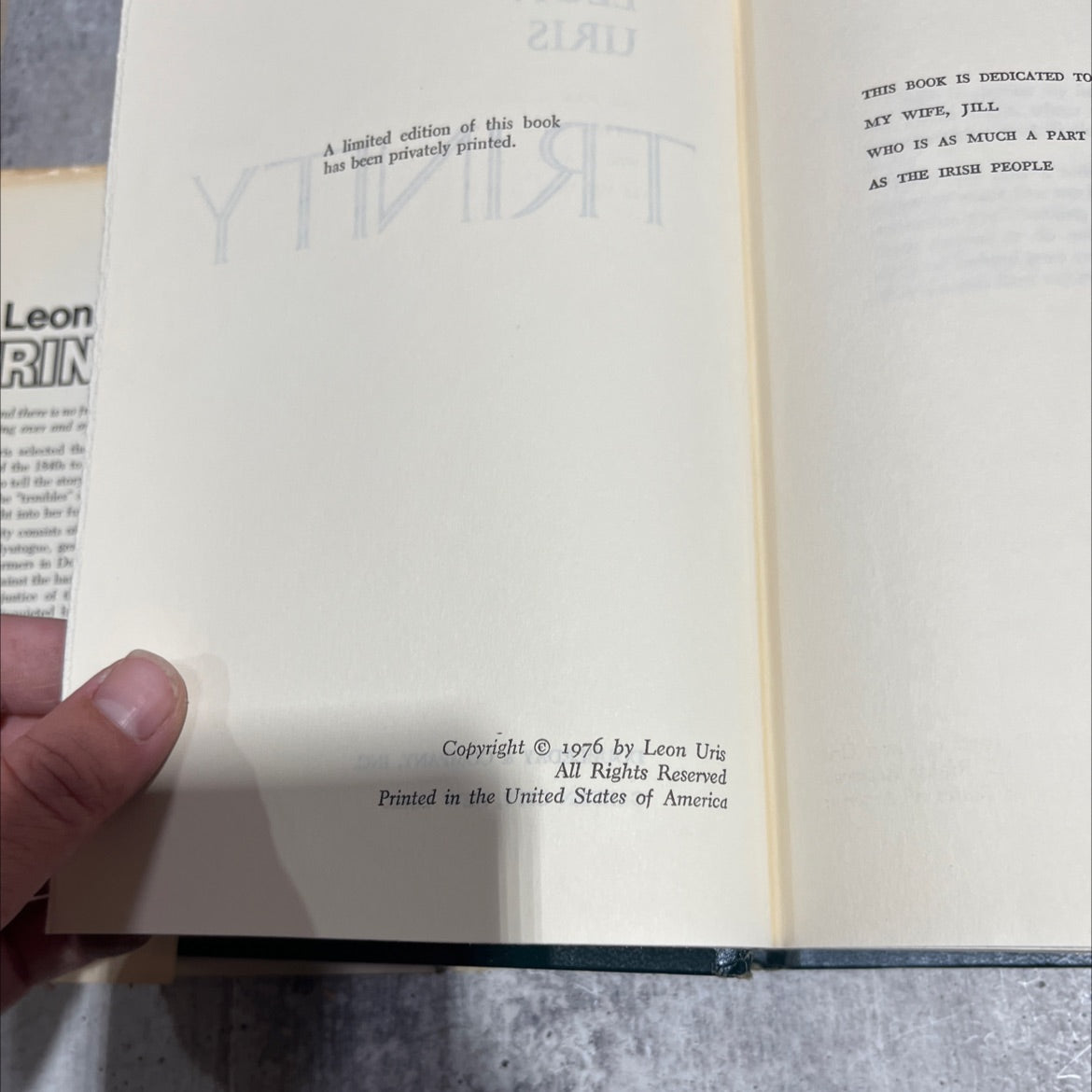 trinity book, by Leon Uris, 1976 Hardcover image 3