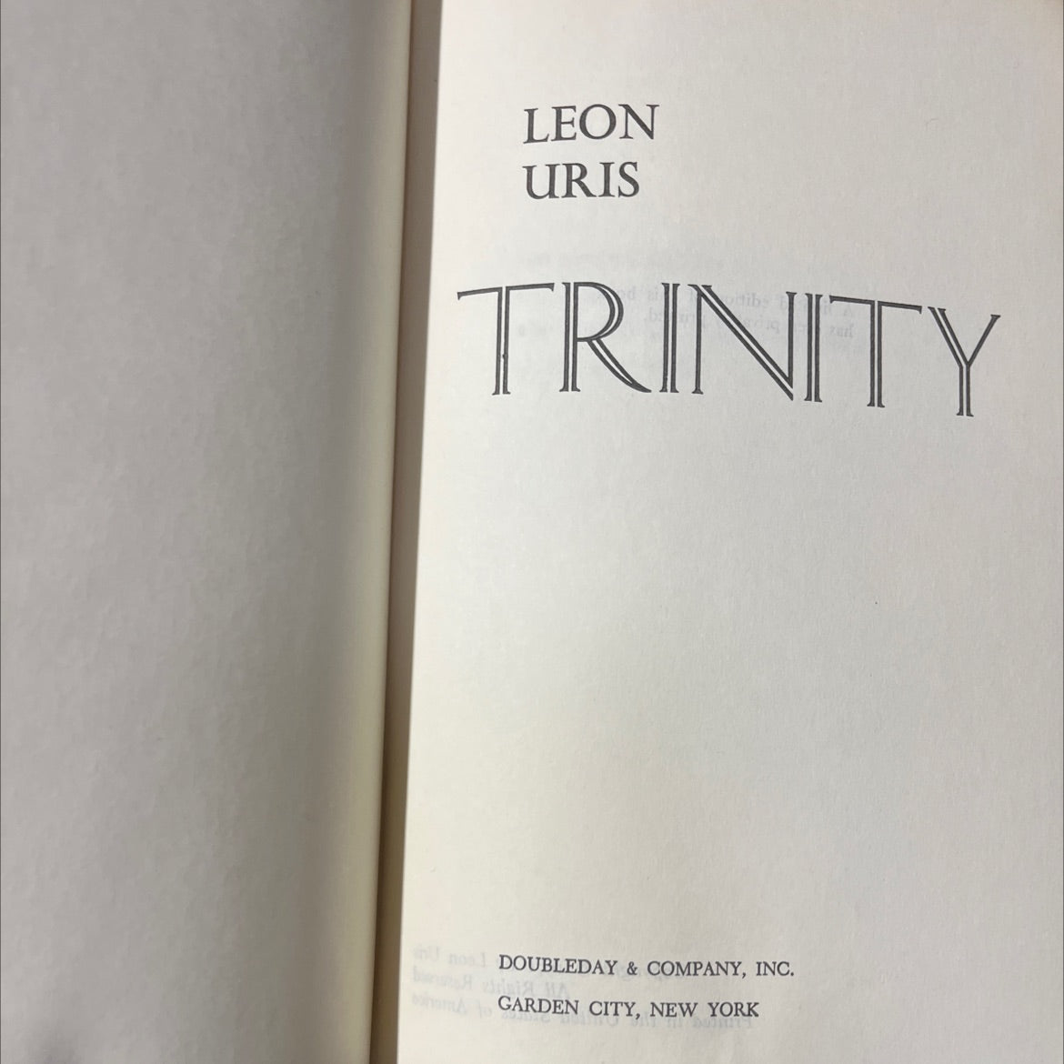 trinity book, by leon uris, 1976 Hardcover image 2