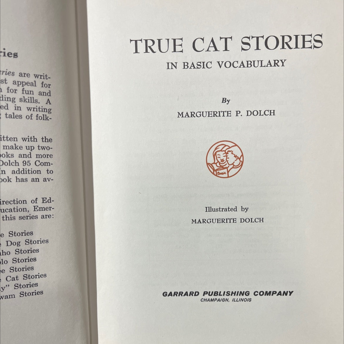 true cat stories in basic vocabulary book, by marguerite p. dolch, 1975 Hardcover image 2