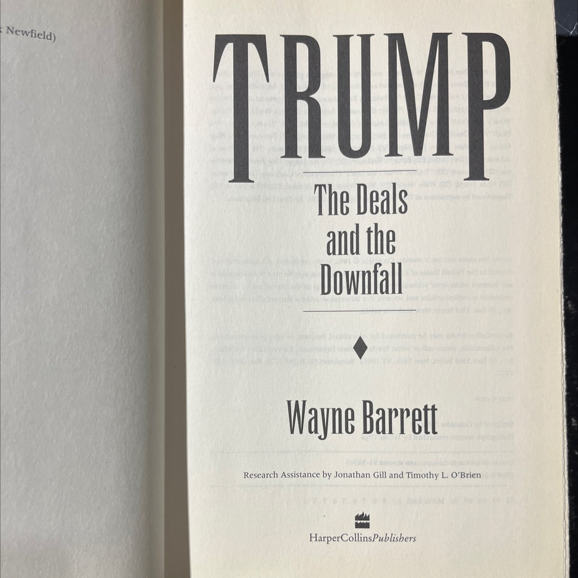 trump the deals and the downfall book, by Wayne Barrett, 1992 Hardcover image 2