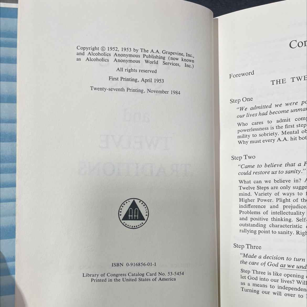 twelve steps and twelve traditions book, by Alcoholics Anonymous World Services, Inc., 1984 Hardcover image 3