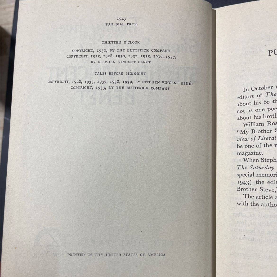 twenty-five short stories book, by stephen vincent benét, 1943 Hardcover image 3