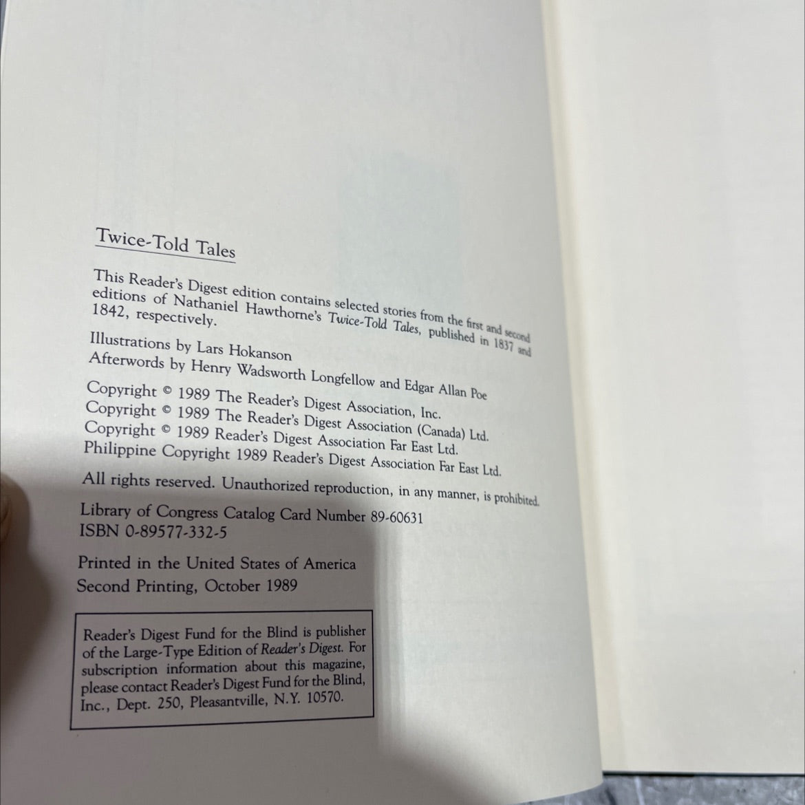 twice-told tales book, by nathaniel hawthorne, 1989 Hardcover image 3