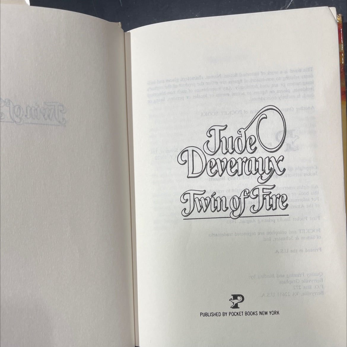 twin of fire book, by not stated, 1985 Hardcover image 2