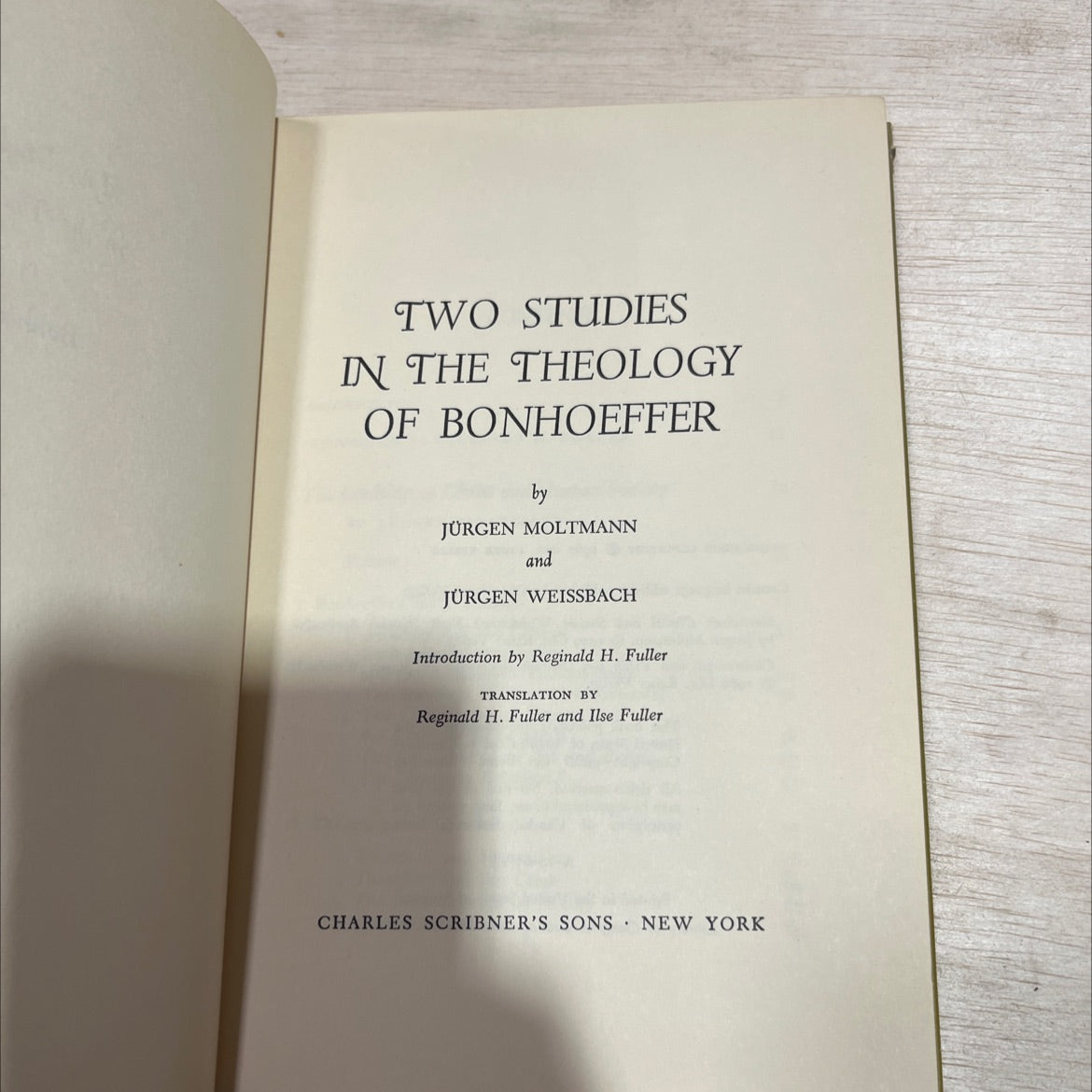two studies in the theology of bonhoeffer book, by jürgen moltmann and jürgen weissbach, 1967 Hardcover image 2