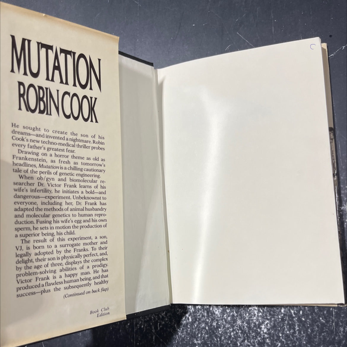 um mutation tern book, by Robin Cook, 1989 Hardcover image 4