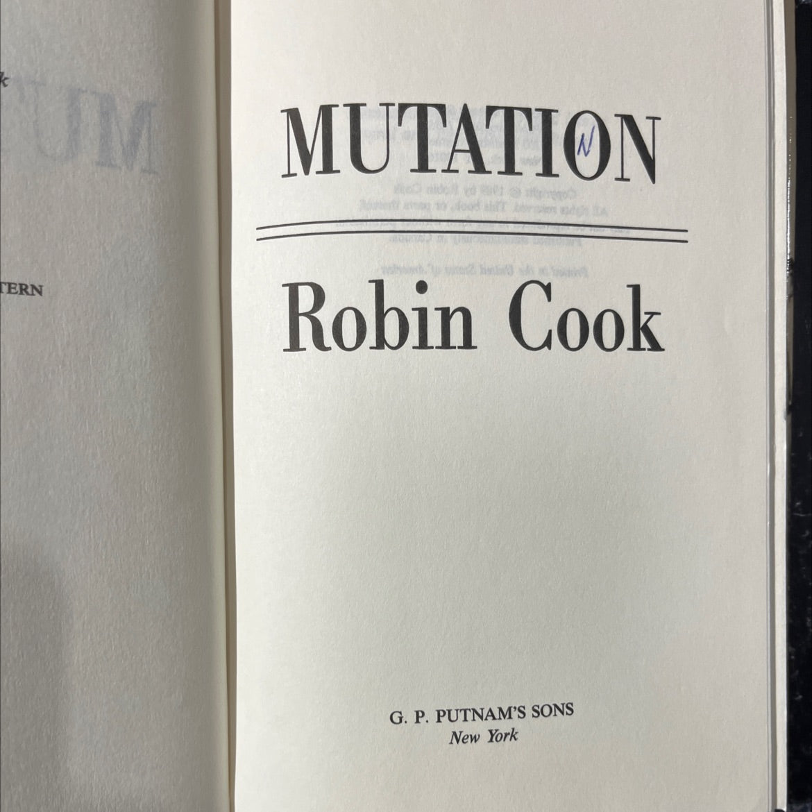 um mutation tern book, by Robin Cook, 1989 Hardcover image 2