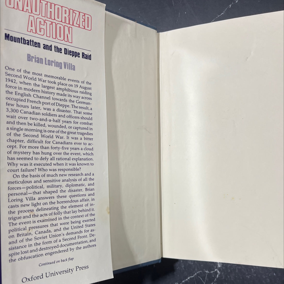 unauthorized action mountbatten and the dieppe raid book, by brian loring villa, 1989 Hardcover image 4