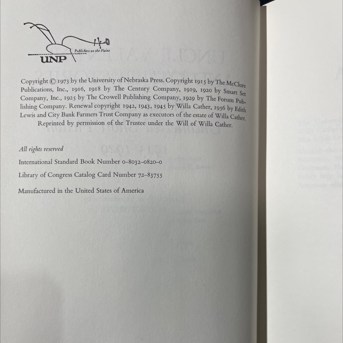 SIGNED uncle valentine and other stories book, by Willa Cather, 1973 Hardcover image 3