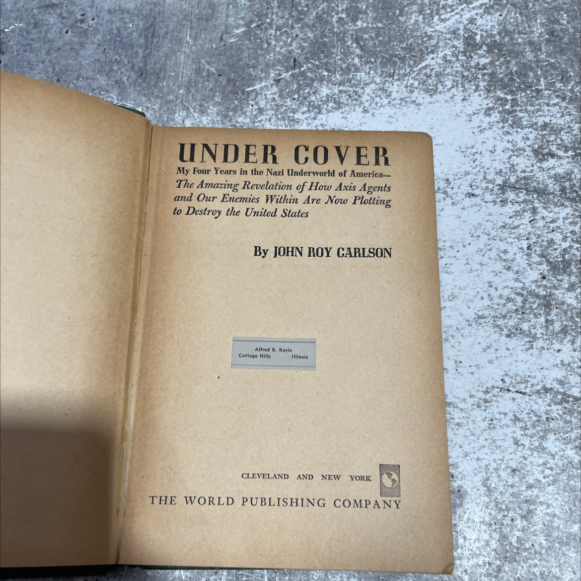 under cover book, by john roy carlson, 1943 Hardcover image 2