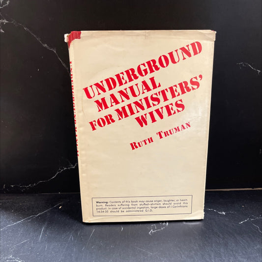 underground manual for ministers' wives book, by ruth truman, 1974 Hardcover image 1