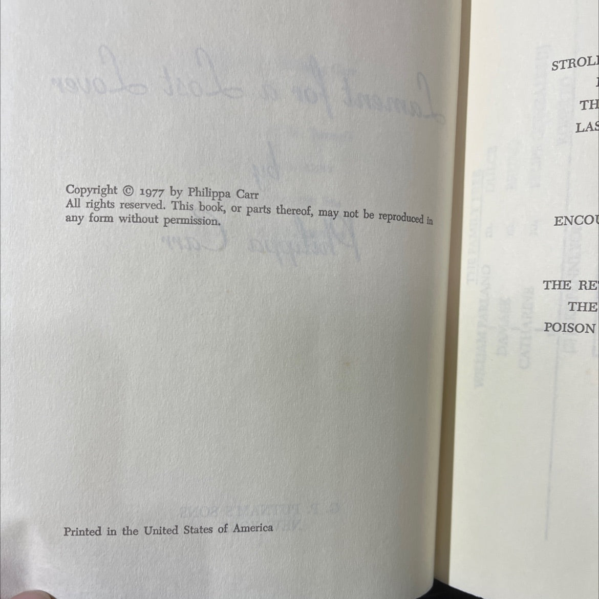 uno's lament for a lost lover book, by philippa carr, 1977 Hardcover image 3