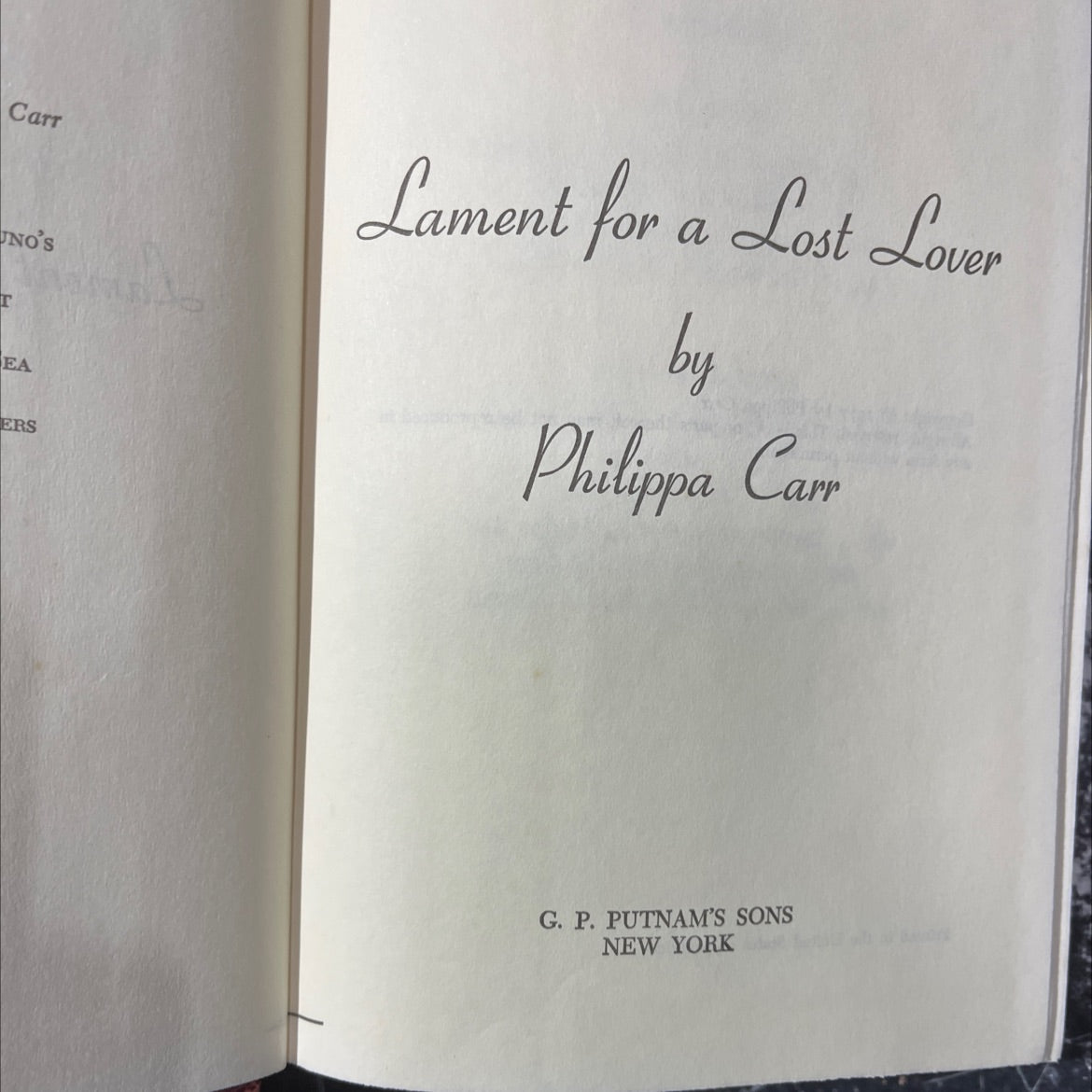 uno's lament for a lost lover book, by philippa carr, 1977 Hardcover image 2