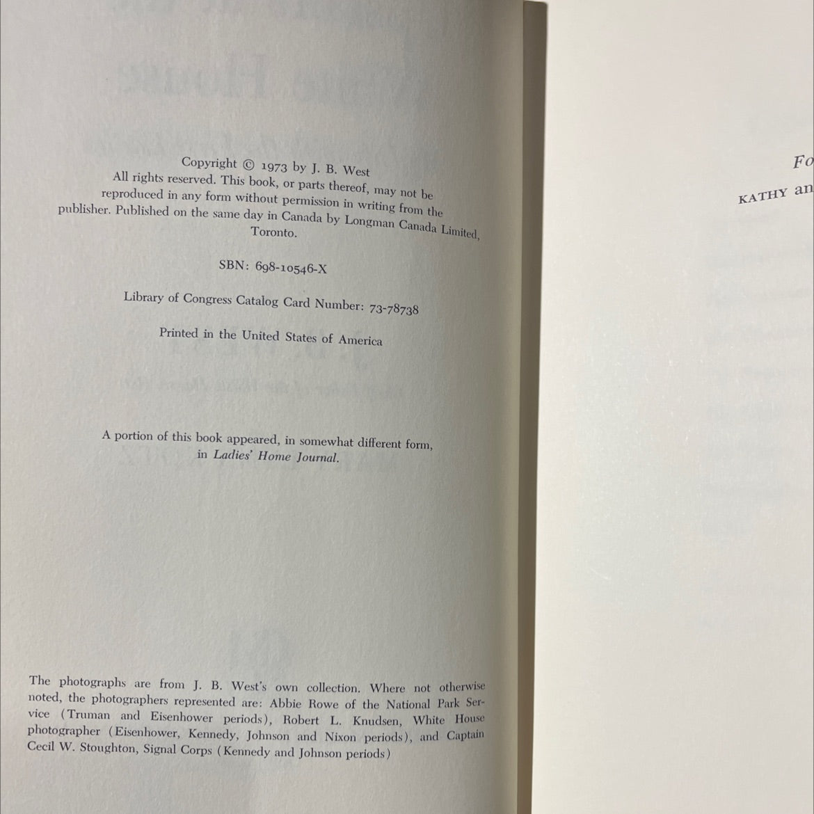 upstairs at the white house my life with the first ladies book, by j. b. west, 1973 Hardcover image 3