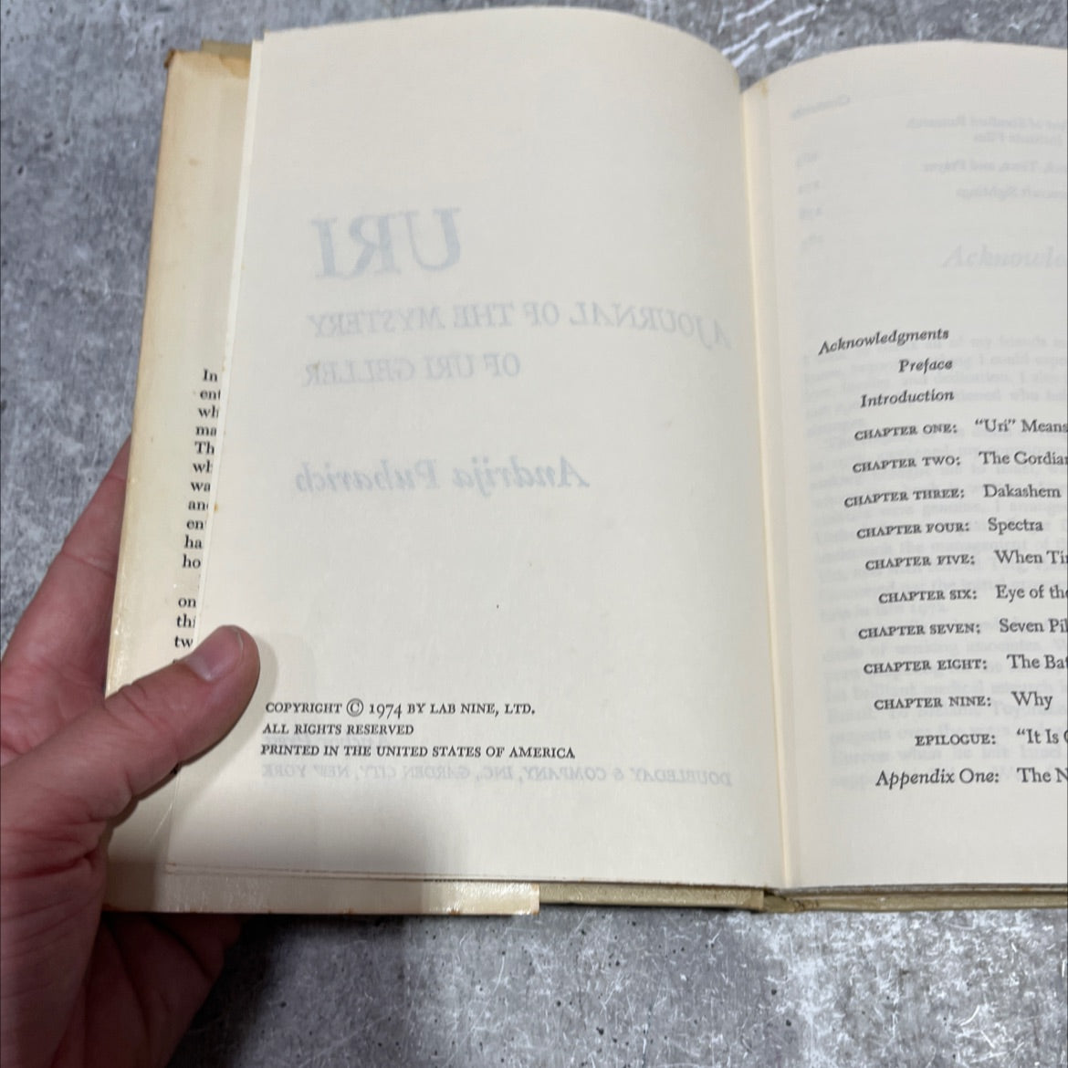 uri a journal of the mystery of uri geller book, by andrija puharich, 1974 Hardcover image 3