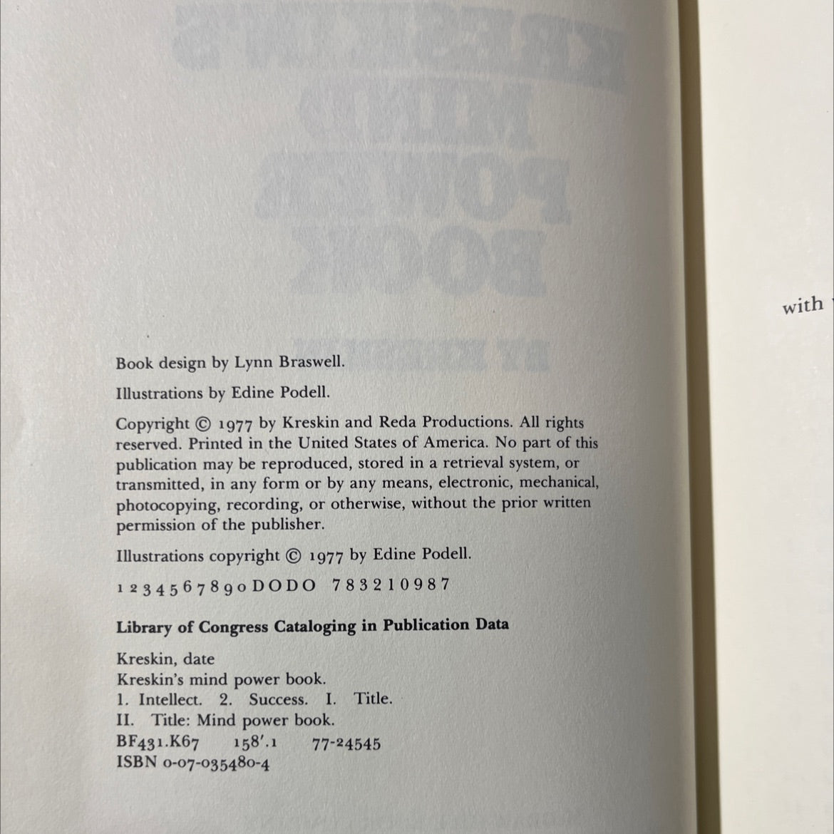 use your head to get ahead! with kreskin's mind power book book, by kreskin, 1977 Hardcover image 3