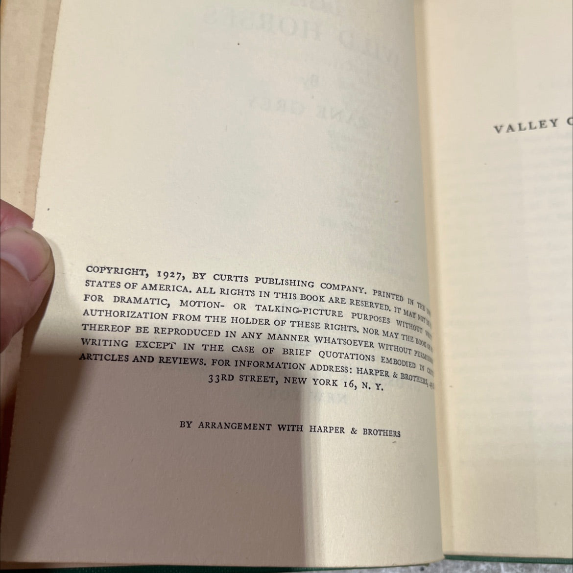 valley of wild horses book, by zane grey, 1927 Hardcover image 3