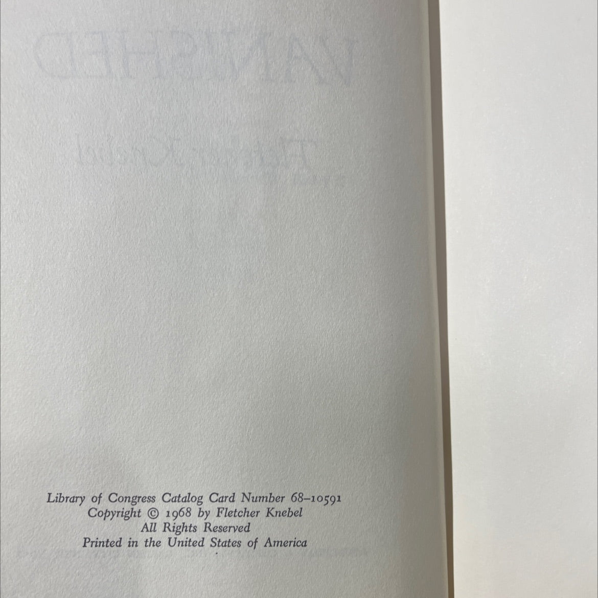 vanished book, by Fletcher Knebel, 1968 Hardcover image 3