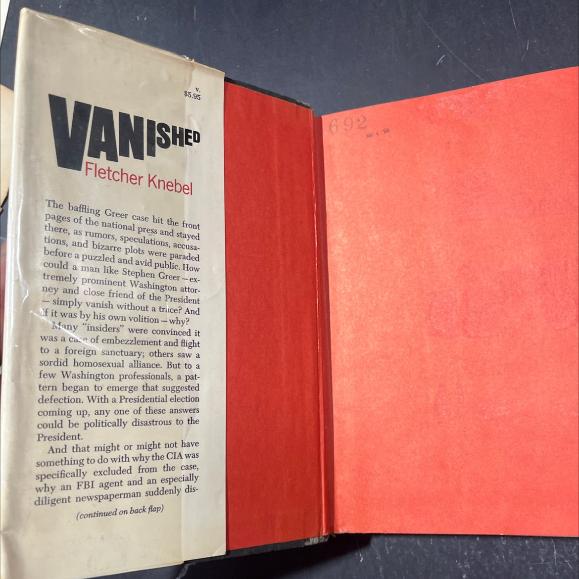 vanished book, by Fletcher Knebel, 1968 Hardcover image 4