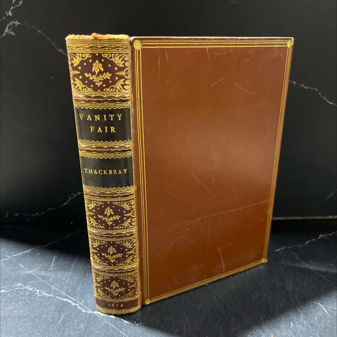 vanity fair. a novel without a hero book, by william makepeace thackeray, 1878 Leather image 1