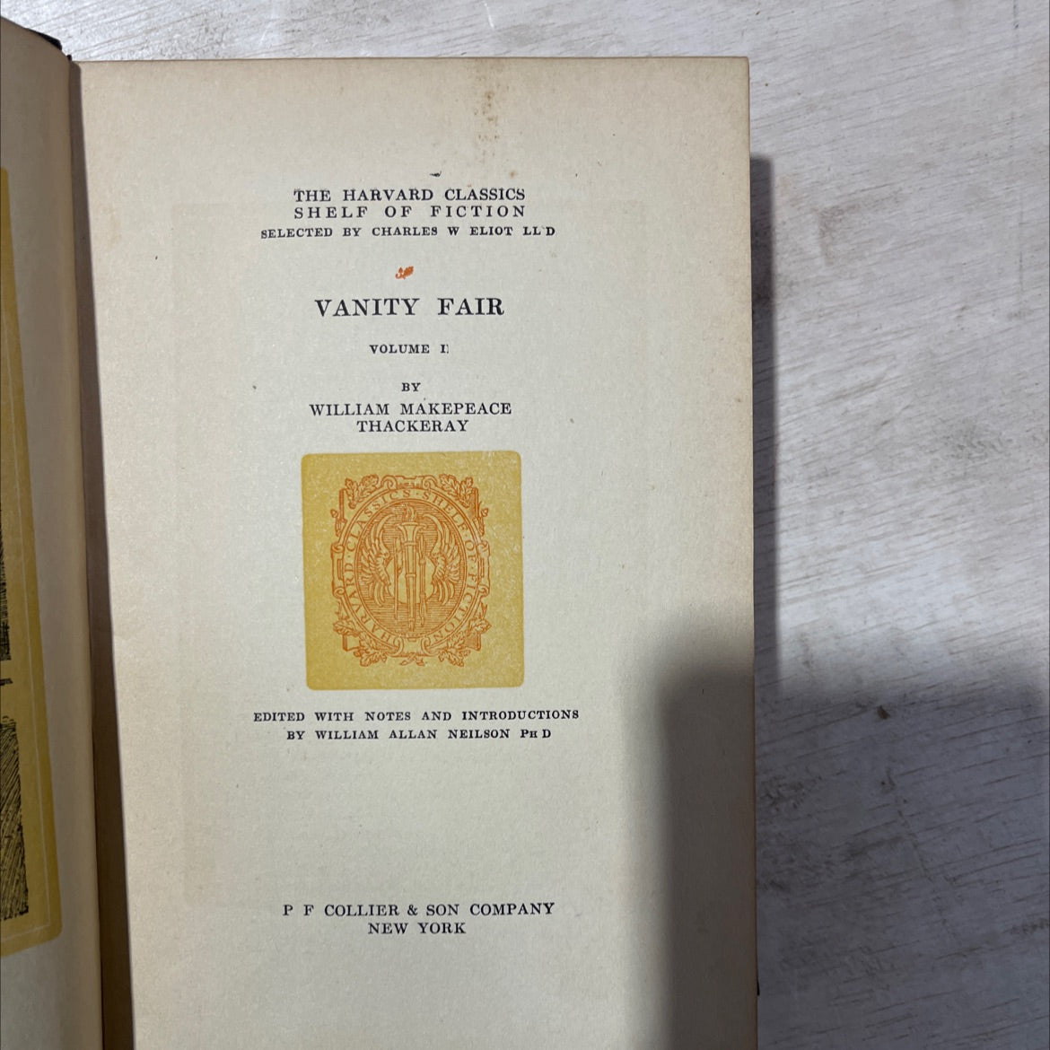vanity fair volume i book, by william makepeace thackeray, 1917 Hardcover, Antique image 2