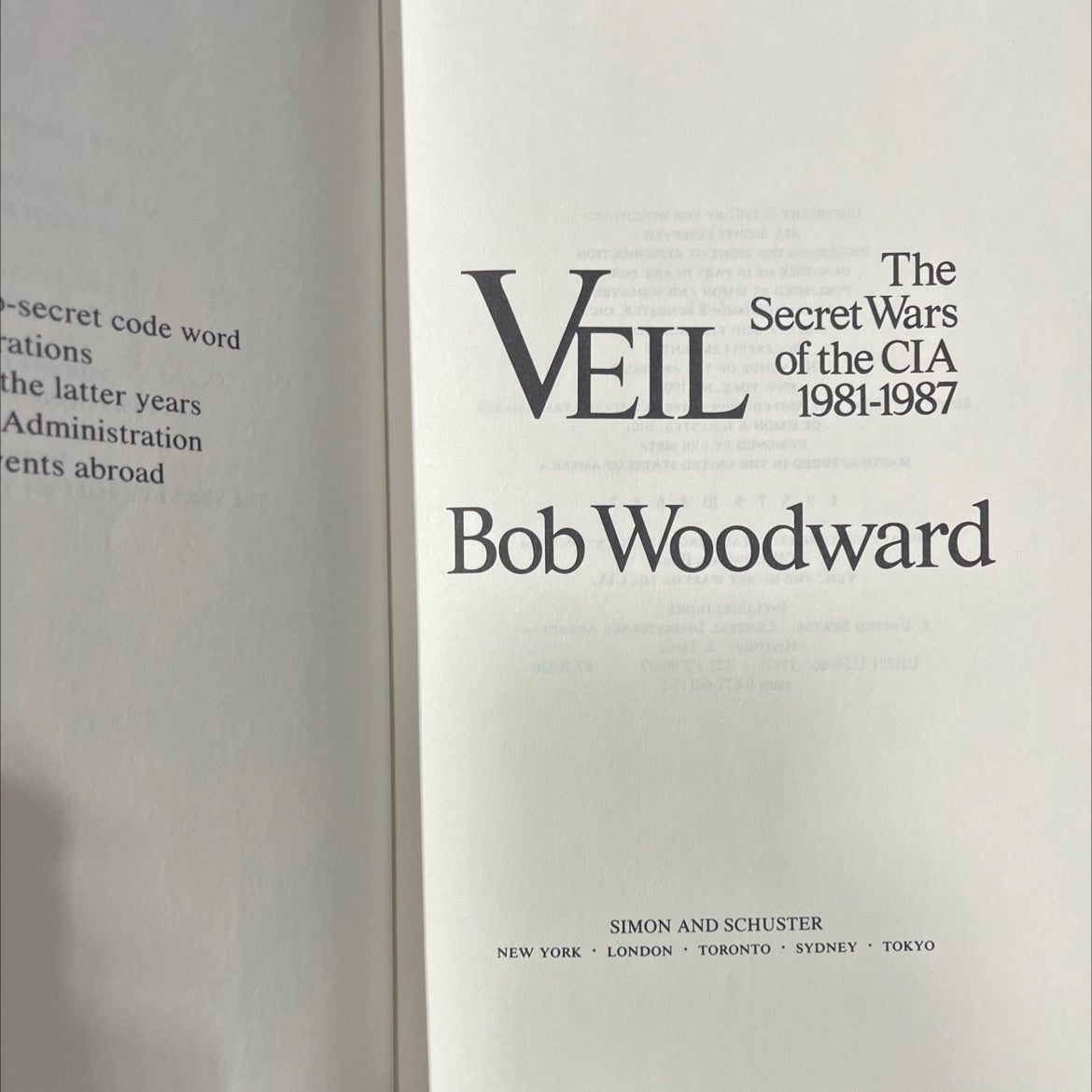 veil: the secret wars of the cia book, by bob woodward, 1987 Hardcover image 2