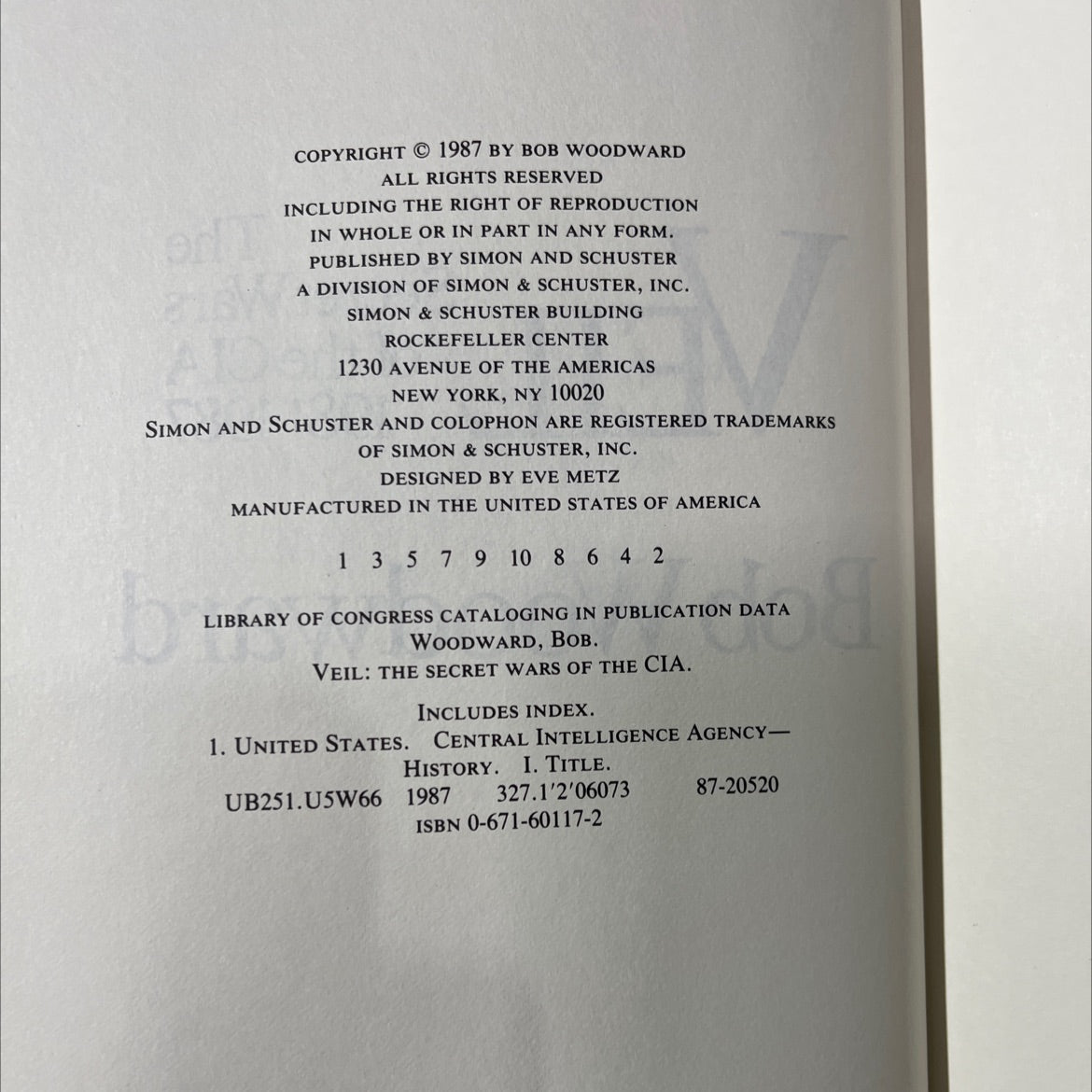 veil: the secret wars of the cia book, by bob woodward, 1987 Hardcover image 3