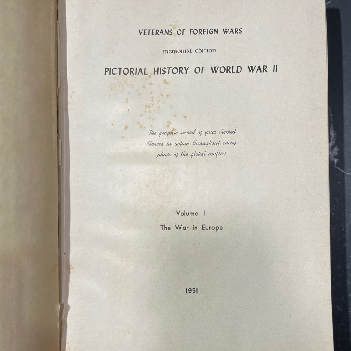 veterans of foreign wars memorial edition pictorial history of world war ii book, by unknown, 1951 Hardcover image 2