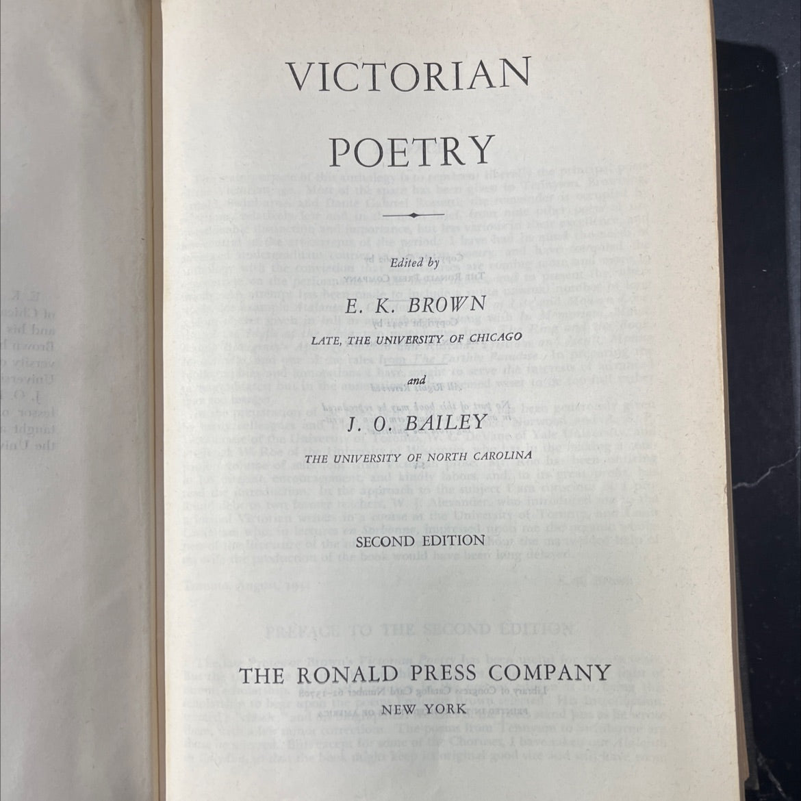 victorian poetry book, by e. k. brown, 1962 Hardcover image 2
