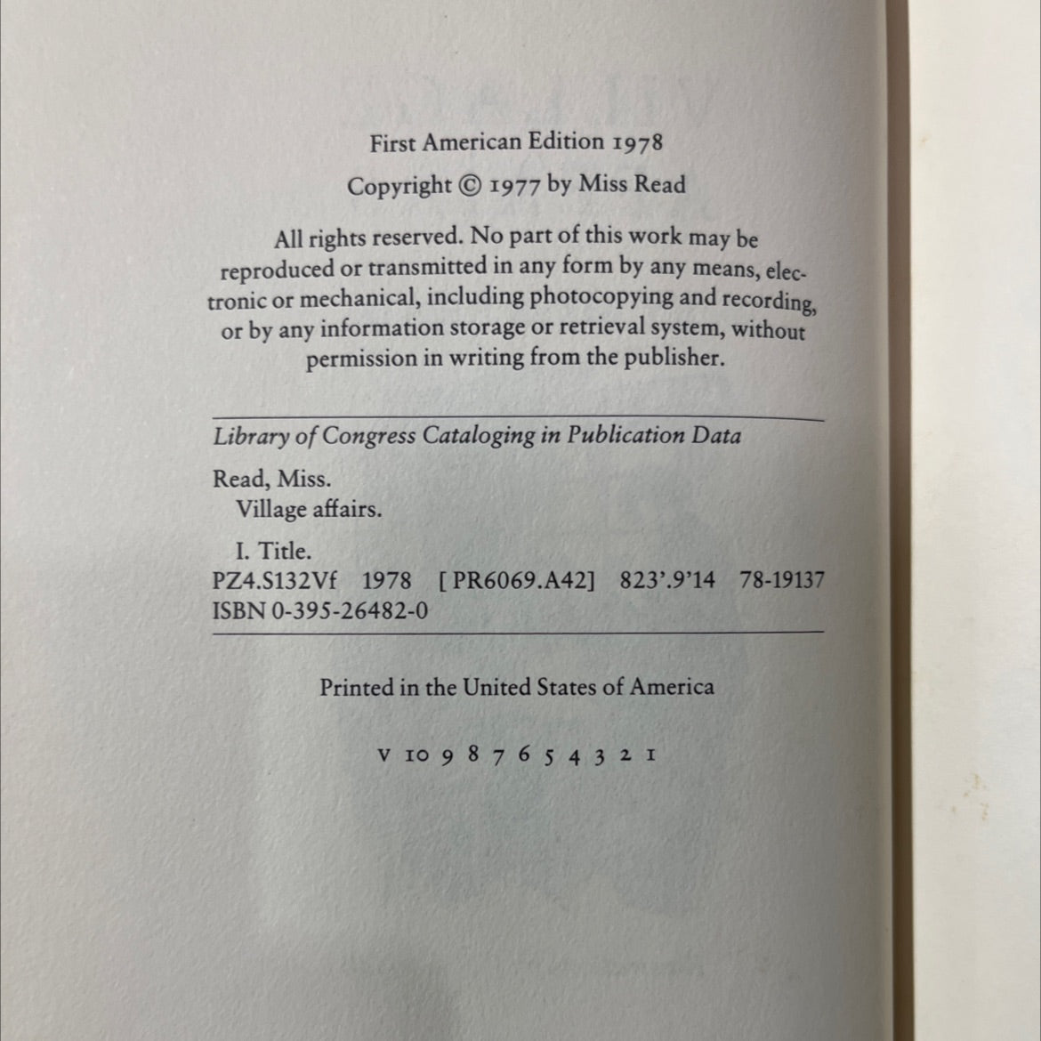 village affairs book, by Miss Read, 1978 Hardcover image 3