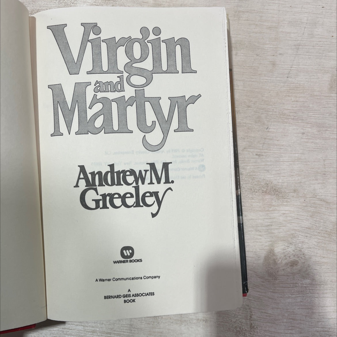 virgin and martyr book, by andrew m. greeley, 1985 Hardcover, Vintage image 2