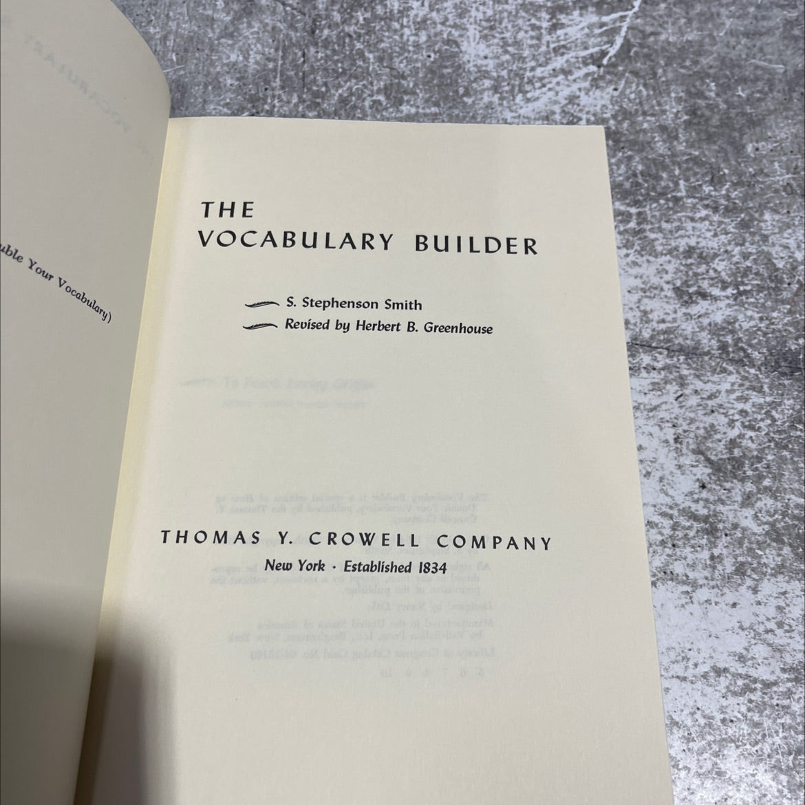 vocabulary builder book, by s. stephenson smith, 1964 Hardcover image 2