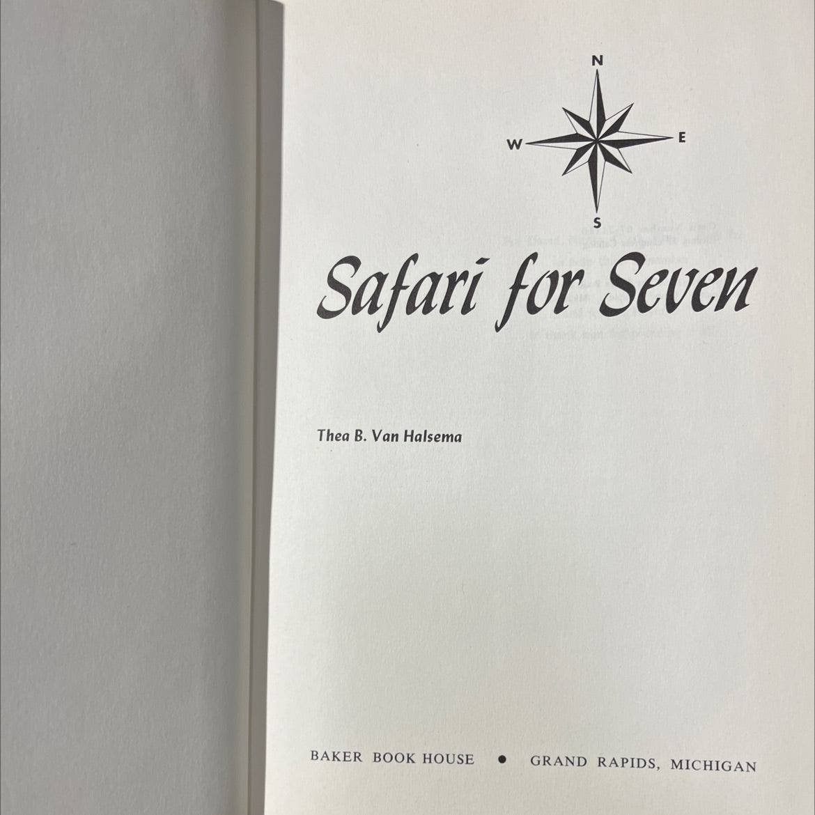 w e safari for seven book, by thea b. van halsema, 1967 Hardcover image 2