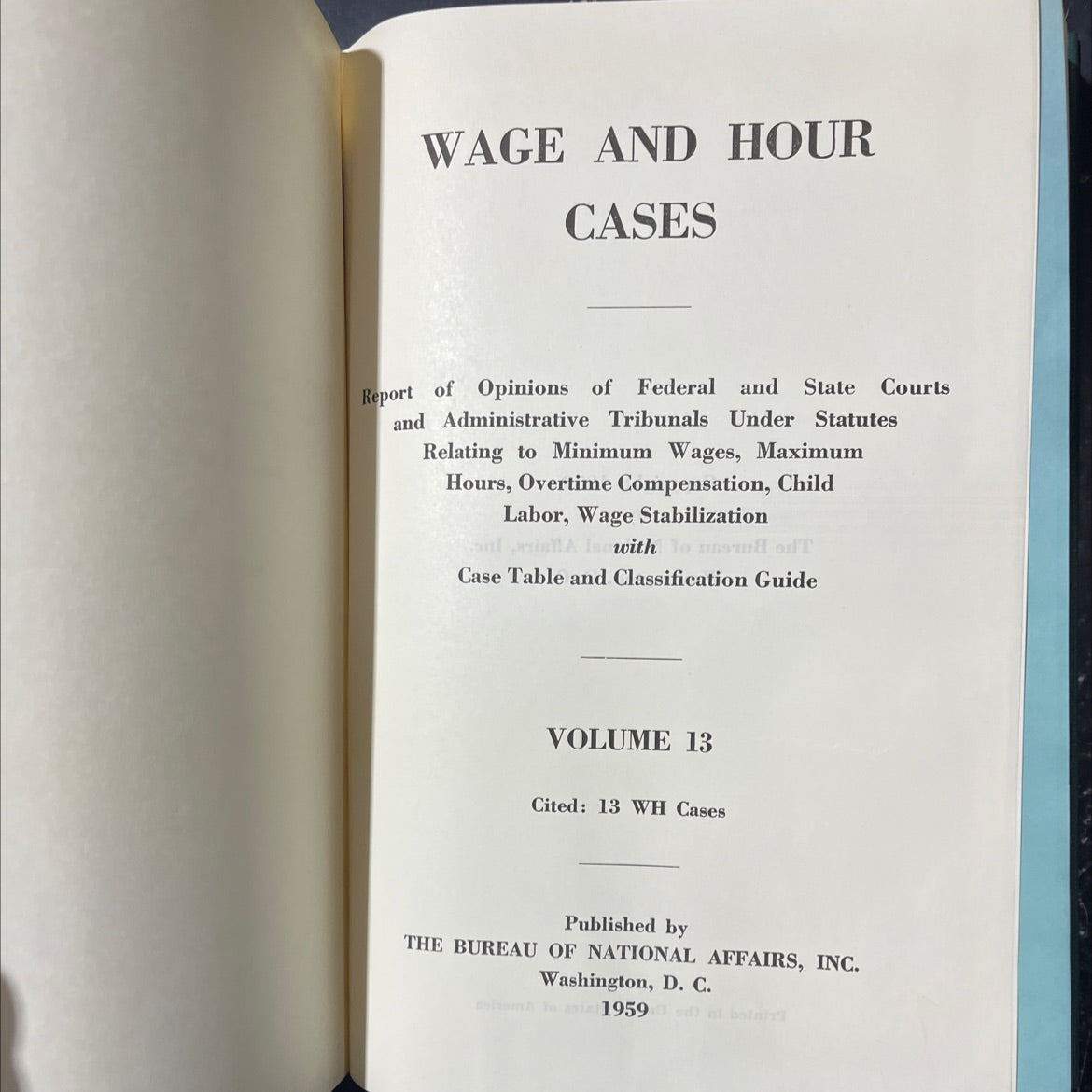 wage and hour cases book, by unknown, 1959 Hardcover image 2
