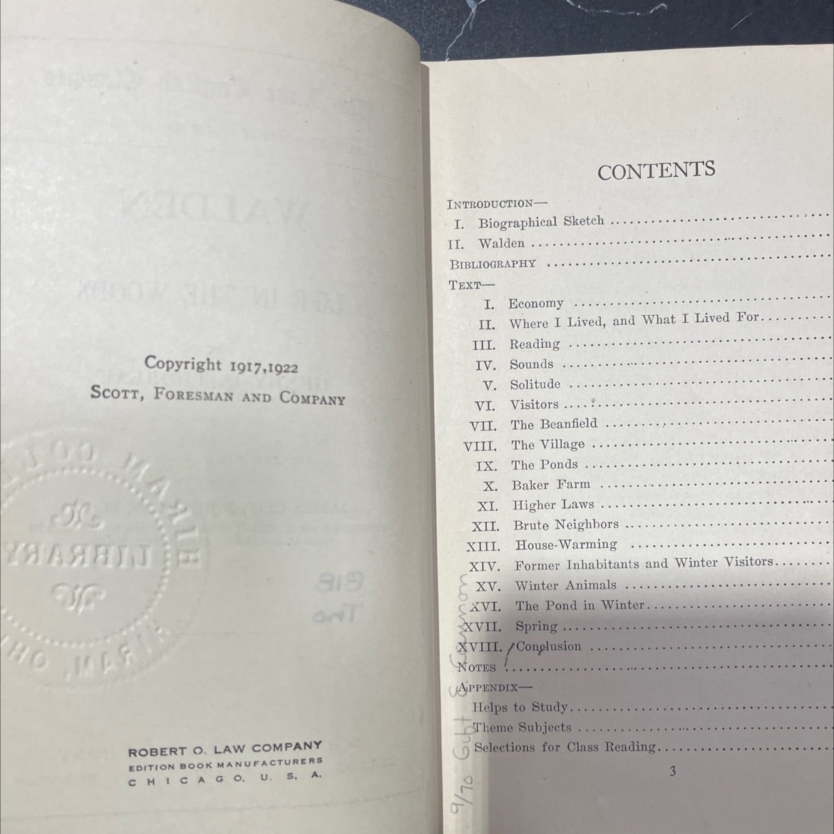 walden or life in the woods book, by henry d. thoreau, 1922 Hardcover image 3