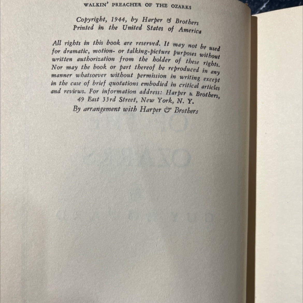 walkin' preacher of the ozarks book, by guy howard, 1944 Hardcover image 3