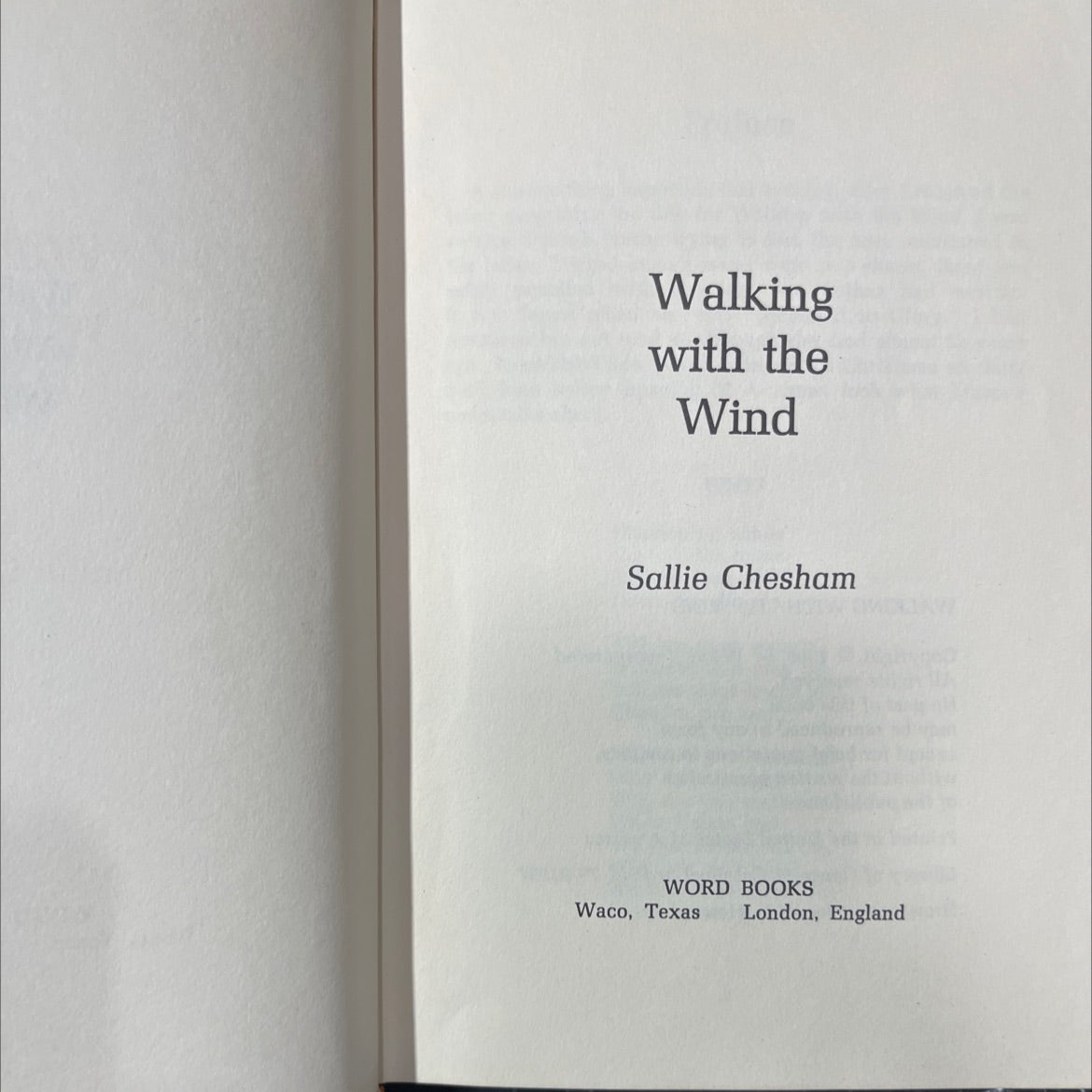 walking with the wind book, by Sallie Chesham, 1969 Hardcover image 2
