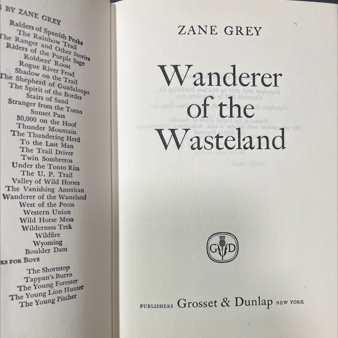 wanderer of the wasteland book, by zane grey, 1951 Hardcover image 2