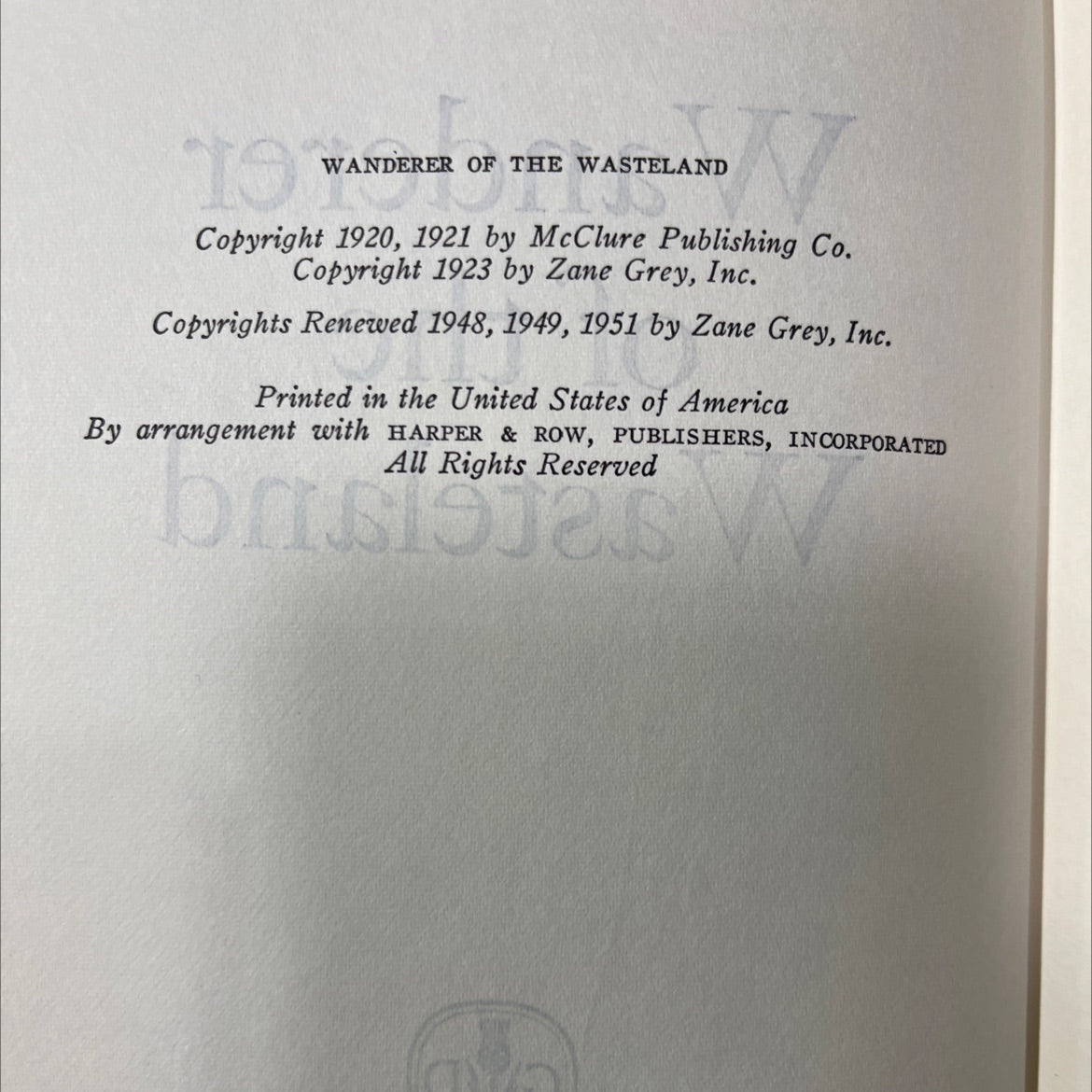 wanderer of the wasteland book, by zane grey, 1951 Hardcover image 3