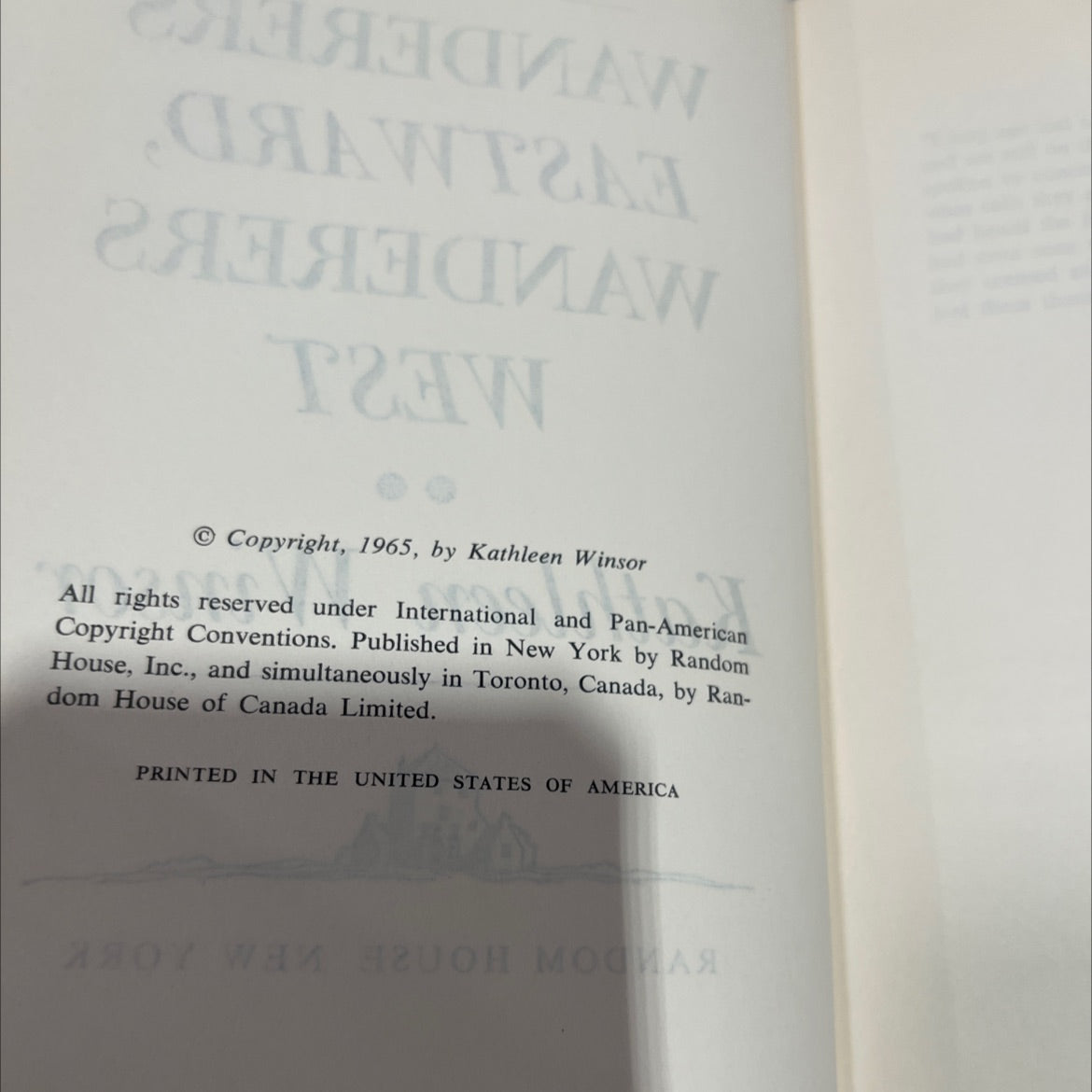 wanderers eastward, wanderers west book, by Kathleen Winsor, 2001 Hardcover image 3