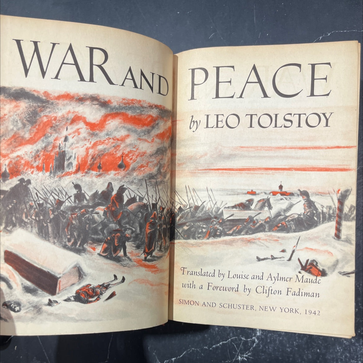 war and peace book, by leo tolstoy, 1942 Hardcover image 2