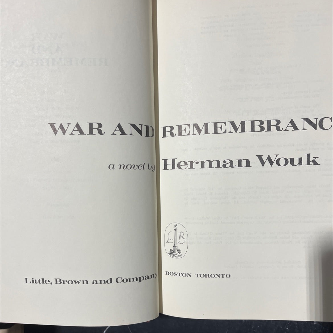 war and remembrance book, by herman wouk, 1978 Hardcover image 2