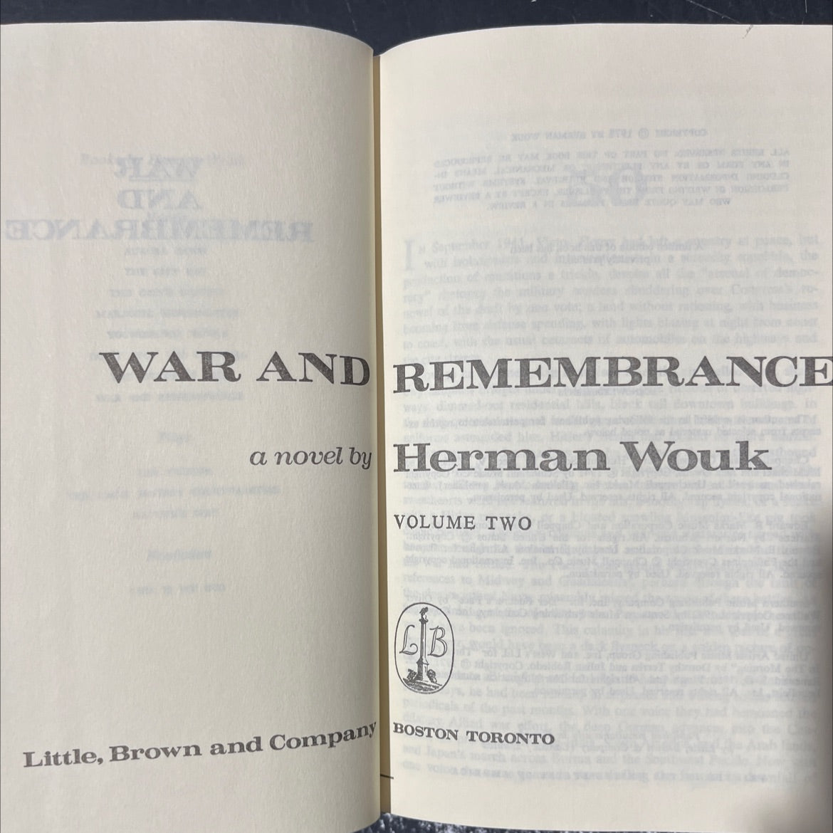 war and remembrance book, by herman wouk, 1978 Hardcover image 2