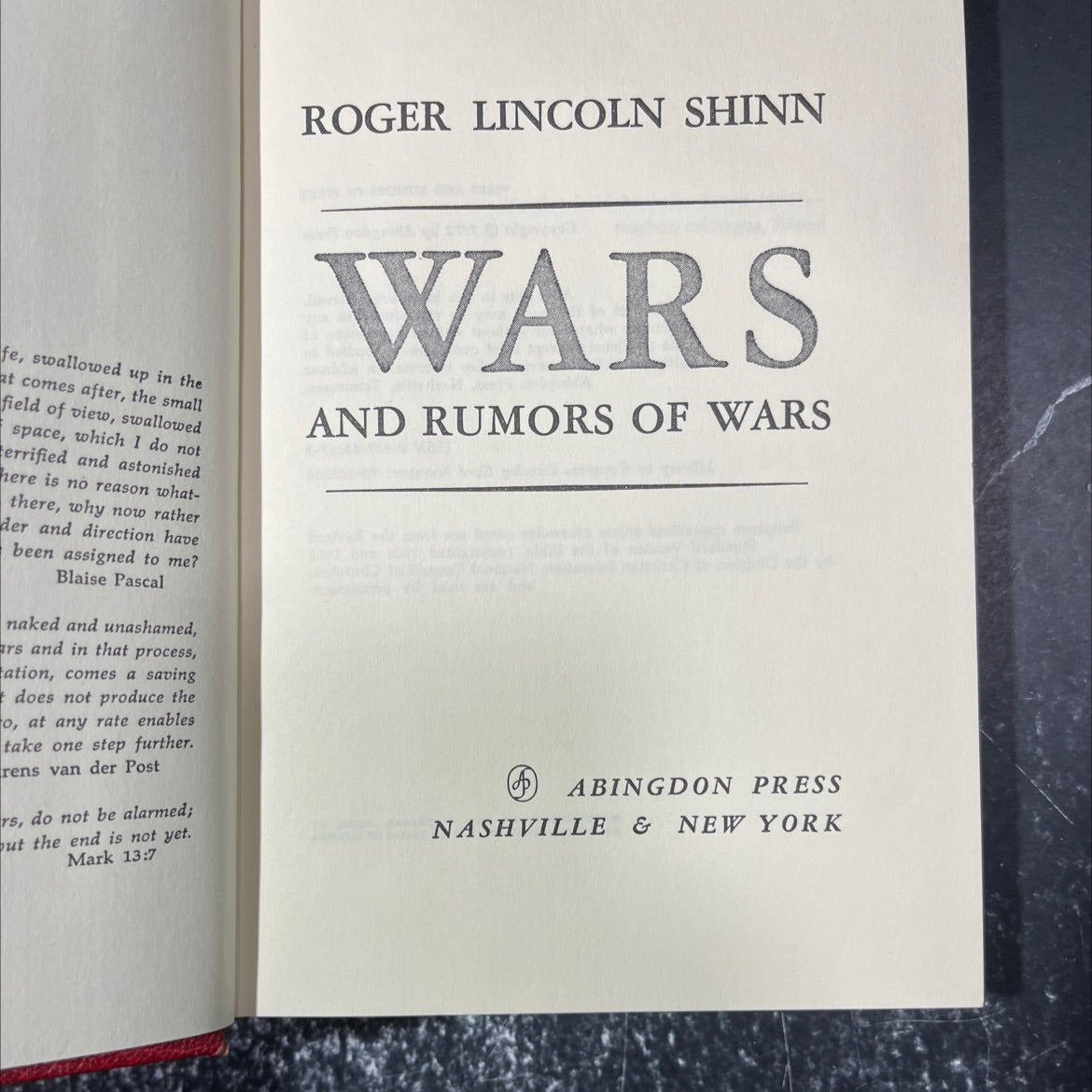 wars and rumors of wars book, by roger lincoln shinn, 1972 Hardcover image 2