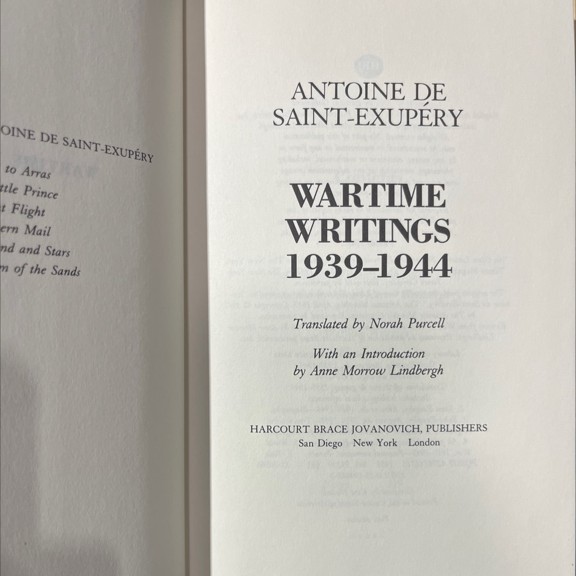 wartime writings, 1939-1944 book, by antoine de saint-exupéry, 1944 Hardcover image 2