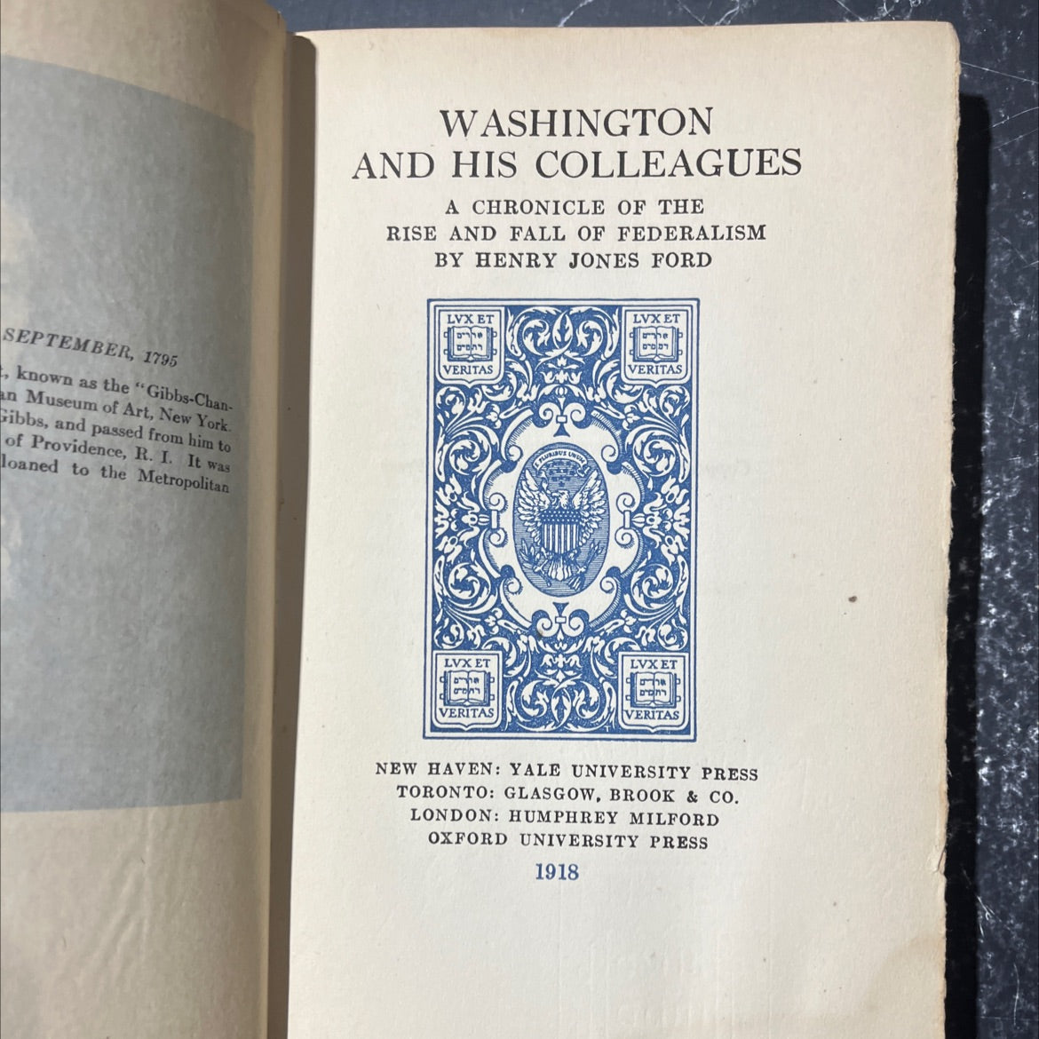 washington and his colleagues a chronicle of the rise and fall of federalism book, by henry jones ford, 1918 Hardcover image 2
