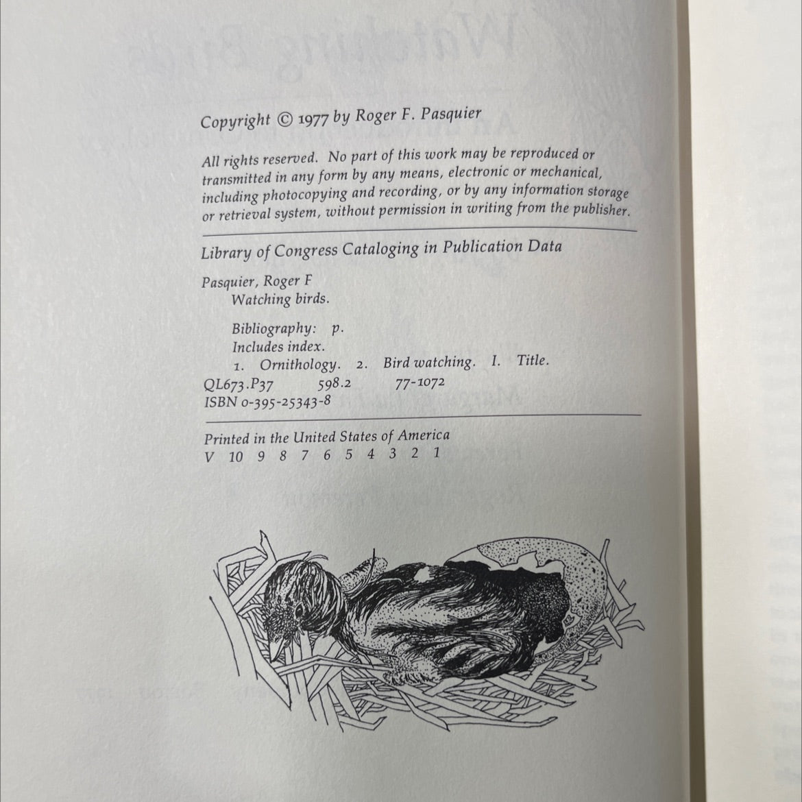 watching birds an introduction to ornithology book, by Roger F. Pasquier, 1977 Hardcover image 3
