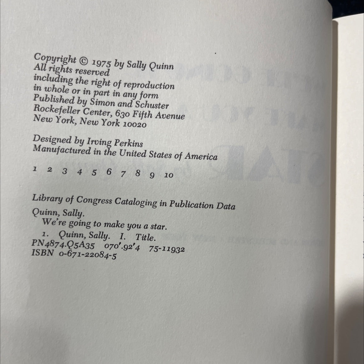 we're going to make you a star book, by Sally Quinn, 1975 Hardcover image 3